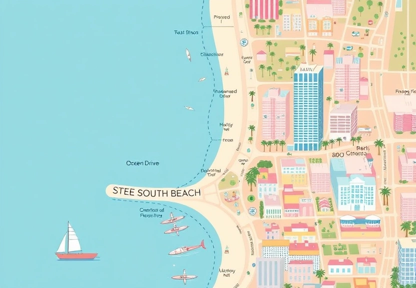 Stylized map of South Beach Miami